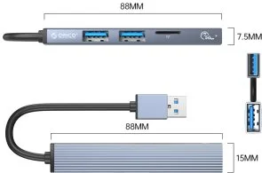 Фото: USB-хаб Orico AH-A12F Gray (AH-A12F-GY-BP) № 2 | KTC