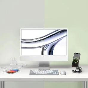 Фото: Бездротовий зарядний пристрій Satechi 2in1 Foldable Qi2 Stand Space Gray (ST-Q21FM) № 6 | KTC