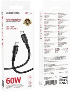 Фото: Кабель BOROFONE BX116 Certain 60W Type-C / Type-C 1m Black (6941991119835) № 3 | KTC