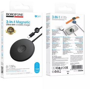 Бездротовий зарядний пристрій BOROFONE BQ41 Glory 3in1 15W Black (6941991125553)