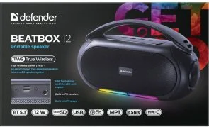 Фото: Портативна колонка Defender Beatbox 12 Black (65812) № 7 | KTC