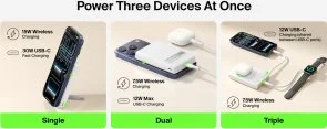 Фото: Батарея універсальна Belkin BoostCharge Slim Magnetic 10000mAh 30W Qi2 15W with Kickstad White (BPD016HQWH) № 8 | KTC