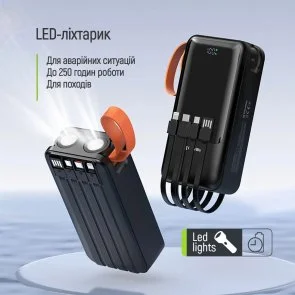 Фото: Батарея універсальна ColorWay PowerHub 30000mAh 22.5W Built-in Cable Type-C/USB-A/Lightning/Micro USB (CW-PB300LP07BK) № 10 | KTC