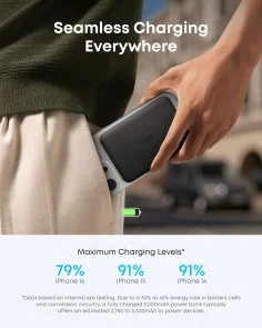 Фото: Батарея універсальна Anker Nano MagGo Slim 5000mAh 20W Qi2 15W Black (A1665H11) № 7 | KTC