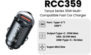 Фото: Автомобільний зарядний пристрій Remax RCC359 QC PD 30W Black (6972174151601) № 3 | KTC