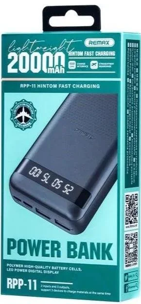 Фото: Батарея універсальна Remax RPP-11 20000mAh 12W Black (6954851218838) № 2 | KTC