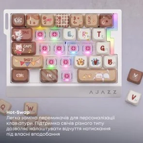 Фото: Клавіатура Ajazz AK029 Meow Magnetic Switch USB Beige (AK029-M-Y) № 13 | KTC