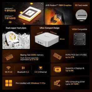 Фото: Персональний комп'ютер GEEKOM A8 (GMA8R98945HS-321T-EU) - AMD Ryzen 9 8945HS / 32 ГБ / PCI-E SSD 1 ТБ / AMD / Radeon Graphics, UMA / 120 Вт № 2 | KTC