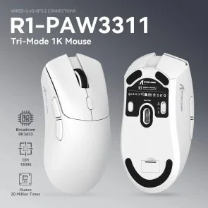 Фото: Миша Attack Shark R1 WL/BT/USB White (R1W_AS) № 4 | KTC