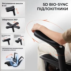 Фото: Крісло SIHOO C300 Lite V2 Black (C300-LITE-V2-B101) № 11 | KTC