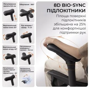 Фото: Крісло SIHOO C300 Pro V2 with footrest Black (C300-PRO-V2-B101-JT) № 11 | KTC