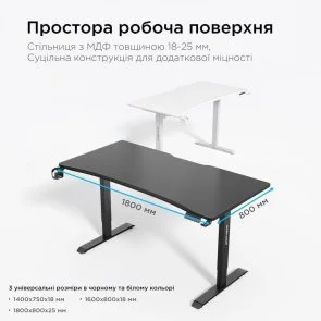 Фото: Стіл комп’ютерний Anda Seat Xtreme 180 Black (AD-D-DD2-1800-04-B) № 14 | KTC