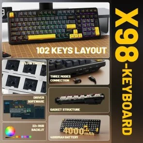 Фото: Клавіатура Attack Shark X98 ENG/UKR WL/BT/USB Star Black (X98SB_AS) № 3 | KTC