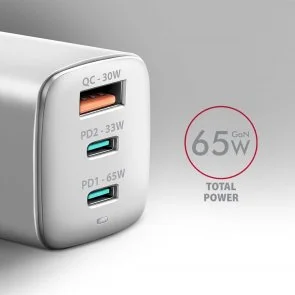Фото: Зарядний пристрій Axagon ACU-DPQ65 PD QC3.0 GaN 65W White (ACU-DPQ65W) № 3 | KTC