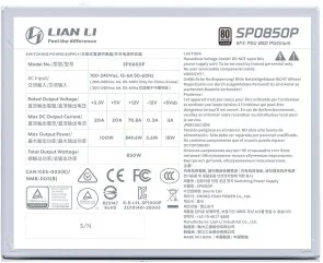 Фото: Блок живлення Lian-Li 850W SP0850P White (G9P.SP0850P.W000.EU) № 5 | KTC
