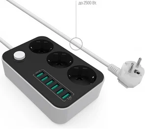 Фото: Мережевий фільтр ColorWay CW-CHE36B 6xUSB 3/1.8m Black № 2 | KTC