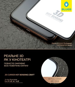 Захисне скло Blueo for iPhone X 3D Black