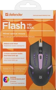 Фото: Миша Defender Flash MB-600L Black (52600) № 2 | KTC
