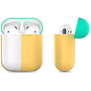 Чохол для AirPods AhaStyle Silicone Case DUO Case for AirPods Yellow/Mint Green