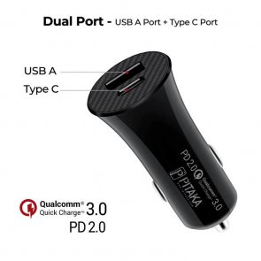 Зарядний пристрій Pitaka Smart Car Charger Adapter 36W PD/QC Black (CA2001)