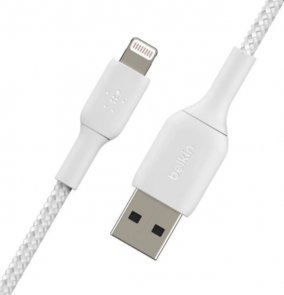 Кабель Belkin Braided AM / Lightning 0.15m White (CAA002BT0MWH)