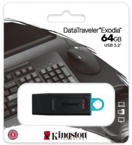 Флешка USB Kingston DataTraveler Exodia 64GB Black/Teal (DTX/64GB)