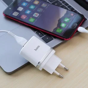 Фото: Зарядний пристрій Hoco C12Q QC3.0 White with AM/Type-C (C12Q White Cable) № 2 | KTC
