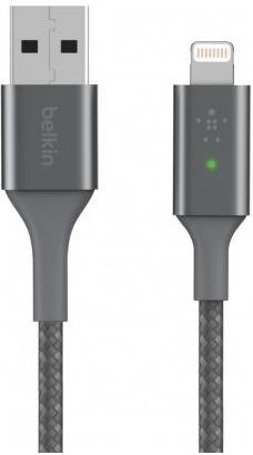 Кабель Belkin Braided Smart LED AM / Lightning 1.2m Gray (CAA007BT04GR)