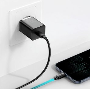 Зарядний пристрій Baseus Super Si Quick Charger 1C 20W With Simple Wisdom Data Cable Type-C to Lightning 1m Black (TZCCSUP-B01)