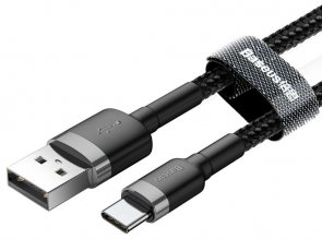 Кабель Baseus Cafule 2A AM / Type-C 2m Grey/Black (CATKLF-CG1)