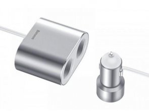 Зарядний пристрій Baseus High Efficiency One to Two Cigarette Lighter Silver (CRDYQ-0S)