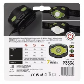 Ліхтарик на голову Emos P3536 COB LED, 220 lm, 3xAAA