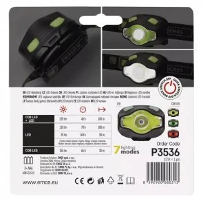 Фото: Ліхтар налобний Emos P3536 COB LED, 220 lm, 3xAAA № 5 | KTC