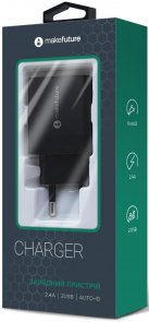 Зарядний пристрій MakeFuture 2.4A 2USB Auto-ID Black (MCW-22BK)