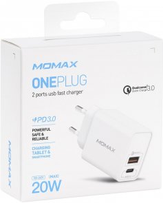 Зарядний пристрій Momax UM13 One Plug PD 20W QC 3.0 White (UM13EUW)