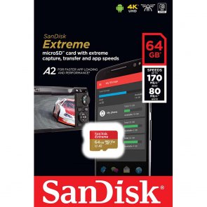 Карта пам'яті SanDisk Extreme V30 Micro SDXC 64GB (SDSQXAH-064G-GN6MN)