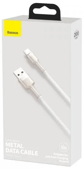 Фото: Кабель Baseus Cafule Metal 66W AM / Type-C 2m White (CAKF000202) № 5 | KTC