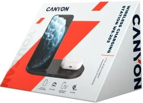 Фото: Бездротова зарядна станція Canyon WS-202 2in1 10W Black (CNS-WCS202B) № 4 | KTC