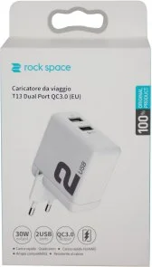 Фото: Зарядний пристрій Rock Space T13 Dual Port QC3.0 Travel 30W White (6971680470879) № 3 | KTC