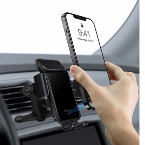 Кріплення для мобільного телефону Baseus Smart Solar Power Wireless Car Mount Electric Holder Black (SUZG000001)