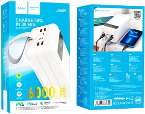 Батарея універсальна Hoco J86B LED Powermaster 60000mAh White (J86B 60000 White)