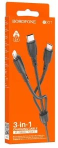 Фото: Кабель BOROFONE BX71 2A AM / MicroUSB/Type-C/Lightning 1m Black (BX71B) № 4 | KTC