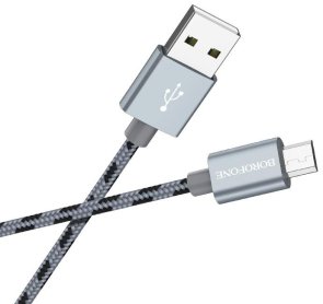 Кабель BOROFONE BX24 Ring current 2.4A AM / MicroUSB 1m Metal Gray (BX24MMG)