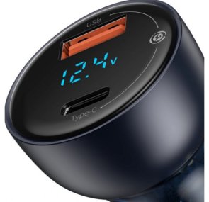 Зарядний пристрій Baseus Particular Digital Display QC PPS 65W Dual QC3.0 Car Charger Grey (CCKX-C0G)