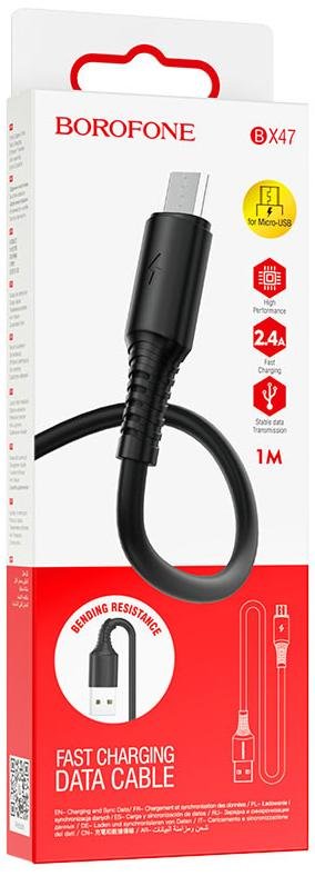 Кабель BOROFONE BX47 Coolway AM / MicroUSB 2.4A Black (BX47MB)