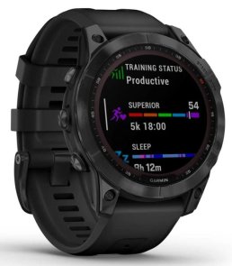  Смарт годинник Garmin Fenix 7 Sapphire Solar Black DLC Titanium with Black Band (010-02540-34)