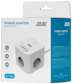 Мережевий фільтр 2E ADC331WH 3/1.5m 4xUSB White (2E-ADC331WH)