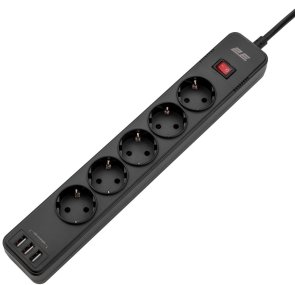 Мережевий фільтр 2E SP515M2USBBK 5/2m 3xUSB Black (2E-SP515M2USBBK)