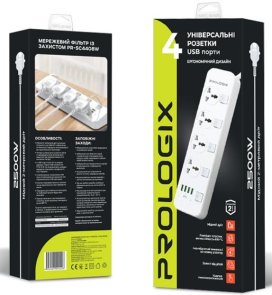 Мережевий фільтр ProLogix Premium 4/2m USB White (PR-SC4408W)