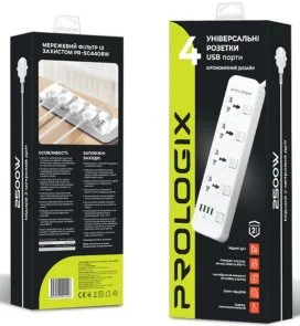 Фото: Мережевий фільтр ProLogix Premium 4/2m USB White (PR-SC4408W) № 6 | KTC